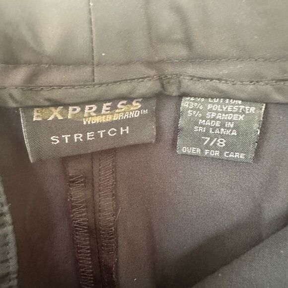 Express Women's Rhinestone Trim Tuxedo Satin Like Stretch Back Pocket Pants - Picture 6 of 7